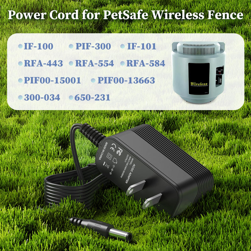 19V Power Cord for PetSafe Wireless Fence Charger Compatible with PetSafe IF-100 IF-101 PIF-300 RFA-443 300-034 650-231 PIF00-15001 RFA-554 RFA-584 Wireless Fence Pet Containment System AC Adapter