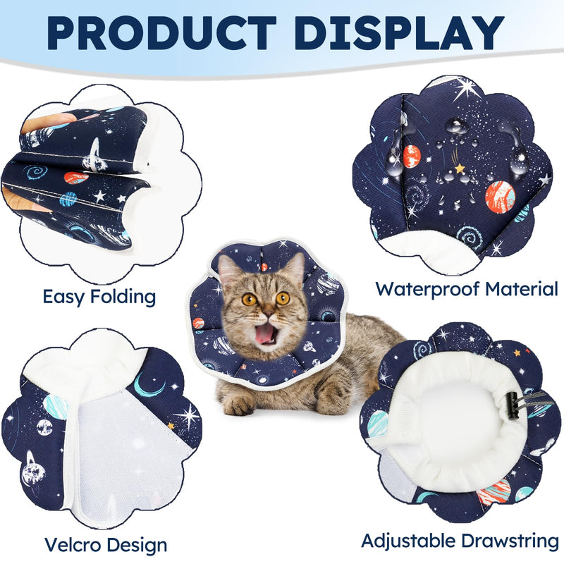 Cat Cone Collar Soft, Waterproof Cat Recovery Collar After Surgery, Adjustable Pet Donut Collar, Safety Elizabethan Collar to Prevent Licking Wounds for Kittens, Pet Cone Alternative Dark Blue Medium