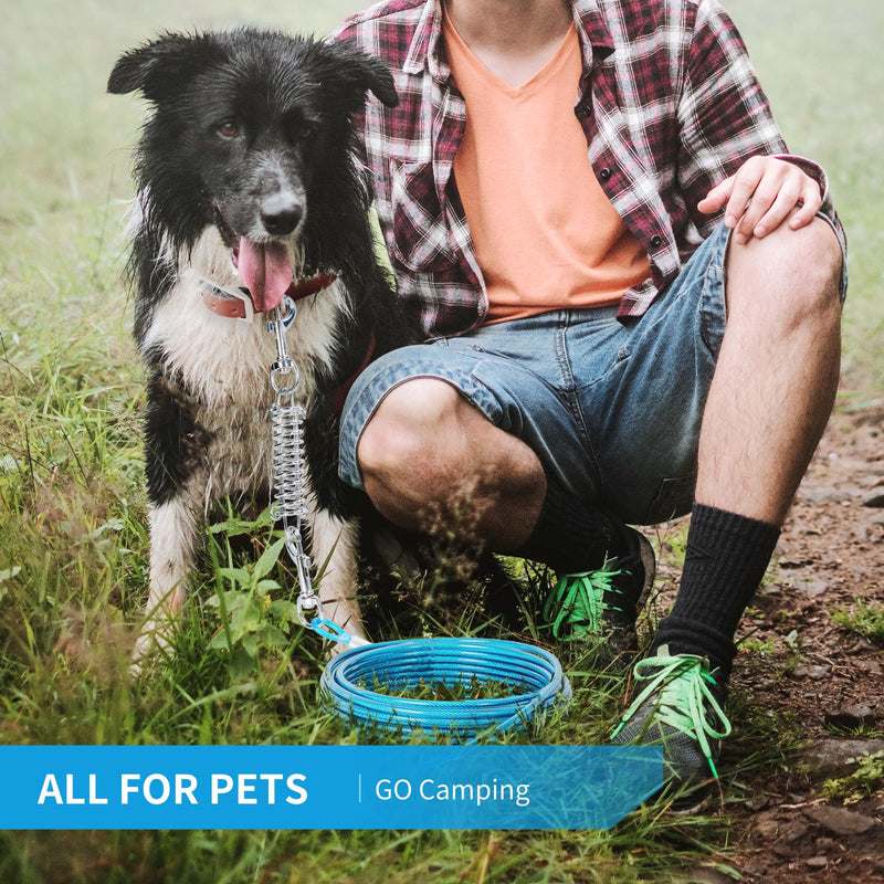 Dog Tie Out Cable, 30 FT Heavy Duty Dog Lead Cable with Detachable Shock Spring, Dog Runner Chains for Outside Yard Camping Hold Small or Medium Dogs (30Feet, up to 200lbs) 30ft/200lbs - PawsPlanet Australia