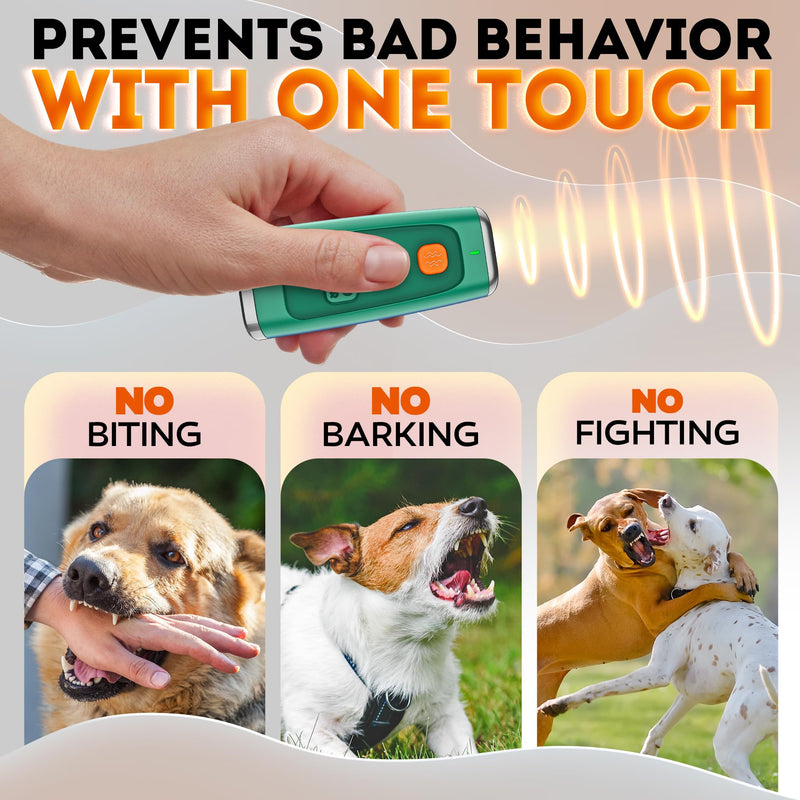 Stop Dog Barking Instantly – Ultrasonic Dog Bark Deterrent Device Humane No-Shock Barking Silencer & Dog Trainer for Indoor & Outdoor Use Effective Bark Control Solution for Small Medium Large Dogs Green