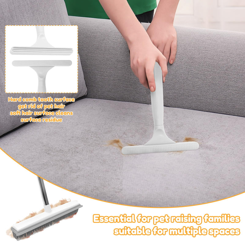 3 in 1 Carpet Rake Kit for Pet Hair Removal Tool,Reusable Pets Hair Remover Broom with Long Handle,Dog & Cat Carpet Scraper,Pet Hairs Remover for Rugs, Mats, Couch, Curtains - PawsPlanet Australia