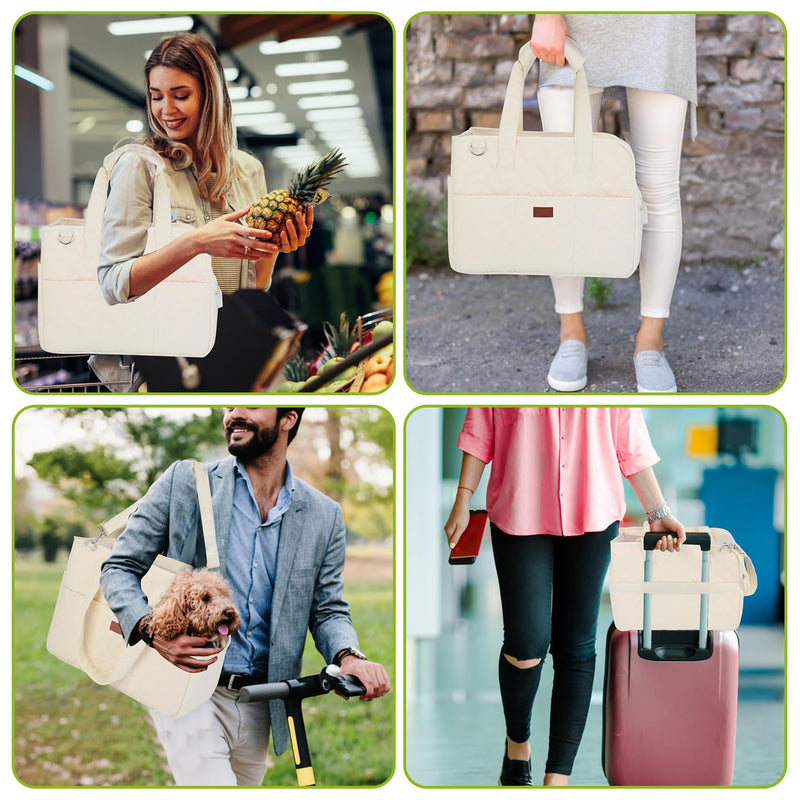 Dog Carriers for Small Dogs, Dog Purse Travel Carrying Bag, Puppy Carrier with Pockets Breathable Mesh, Collapsible Soft Travel Tote Bag for Small Pet Cat Kitty Rabbit 0-15 lbs Outdoor Vet Car Beige