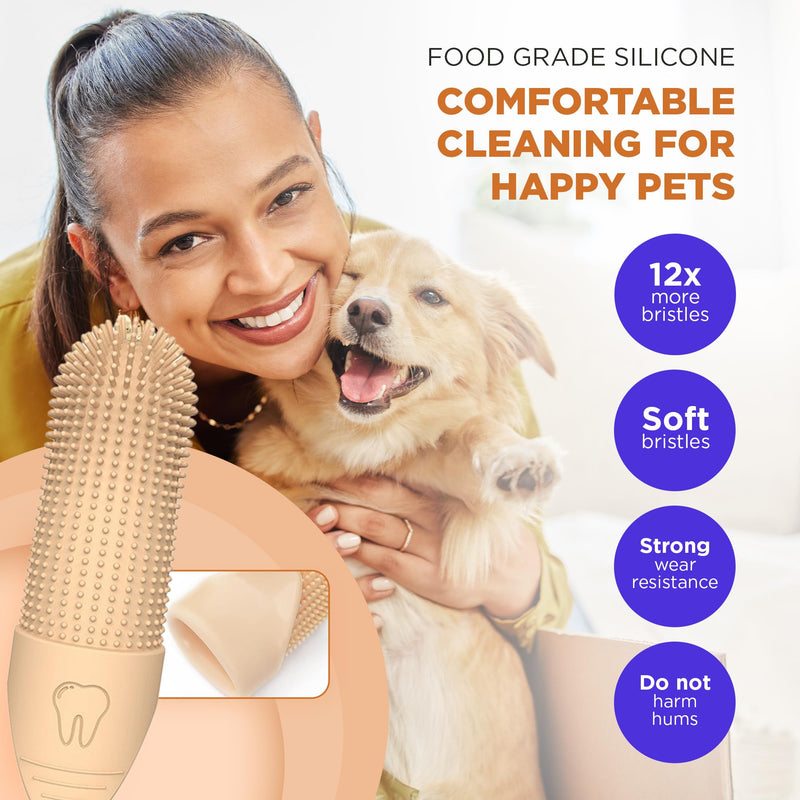 Jack & Milo 2-Pack Soft Silicone Pet Toothbrush – Gentle Finger Toothbrush for Small Dogs, Puppies & Cats – Safe Oral Care for Baby Pets – Promotes Healthy Teeth & Gums – Orange & Blue Orange/Blue