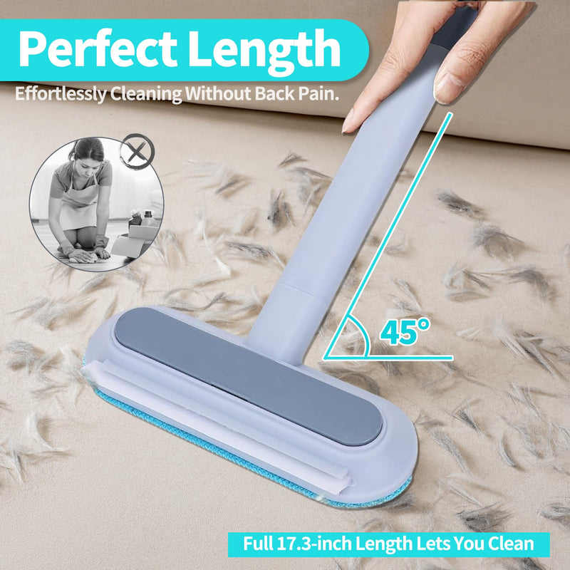 Pet Hair Remover Brush - Reusable Multifunctional Pet Hair Removal Tool for Furniture, 4 in1 Cat and Dog Hair Removal, 17.3Inch Adjustable Long Handle, Gentle on Couch Carpets Bedding (1 Set) 1 Set - PawsPlanet Australia