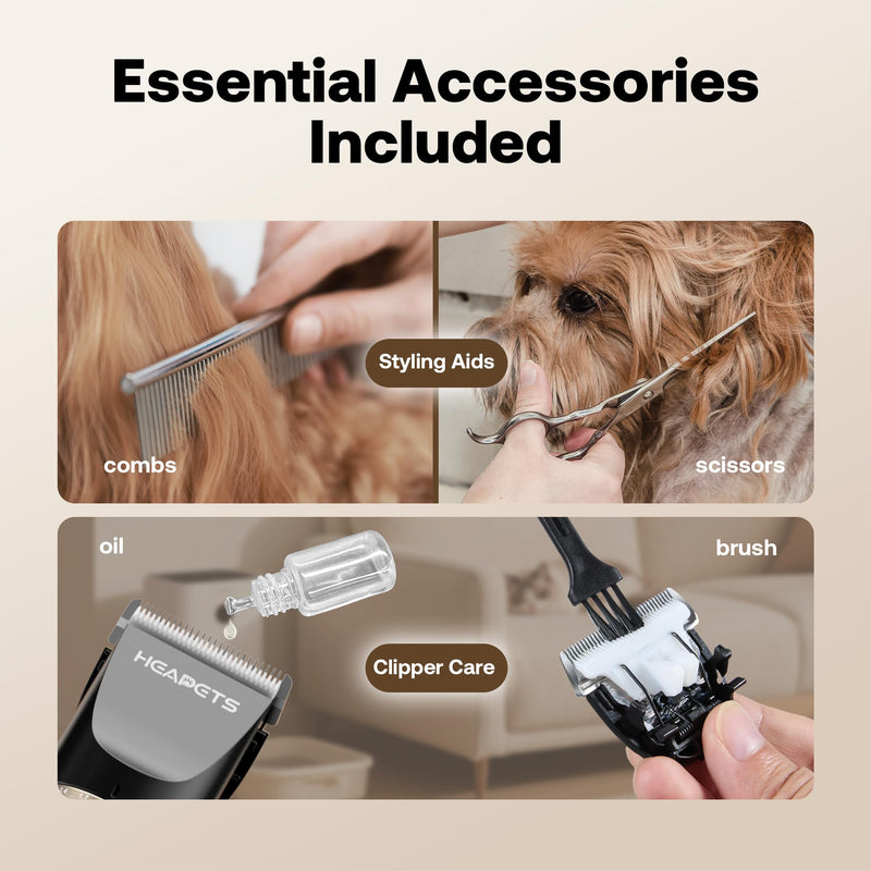 Dog Hair Clippers for Grooming Kit and Dog Paw Trimmer Nail Grinder for Grooming, Low Noise Rechargeable Cordless, Shaver Grooming Supplies for Pet Cats Dogs (Black, White) Black-white