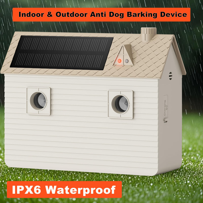 Ultrasonic Dog Bark Deterrent Devices,Anti Barking Device,Dog Barking Silencer Up to 50 FT,3 Modes,Solar and USB Dual Charging Function,Indoor Outdoor for Dogs Training & Behavior Aids,Beige beige(waterproof version) - PawsPlanet Australia