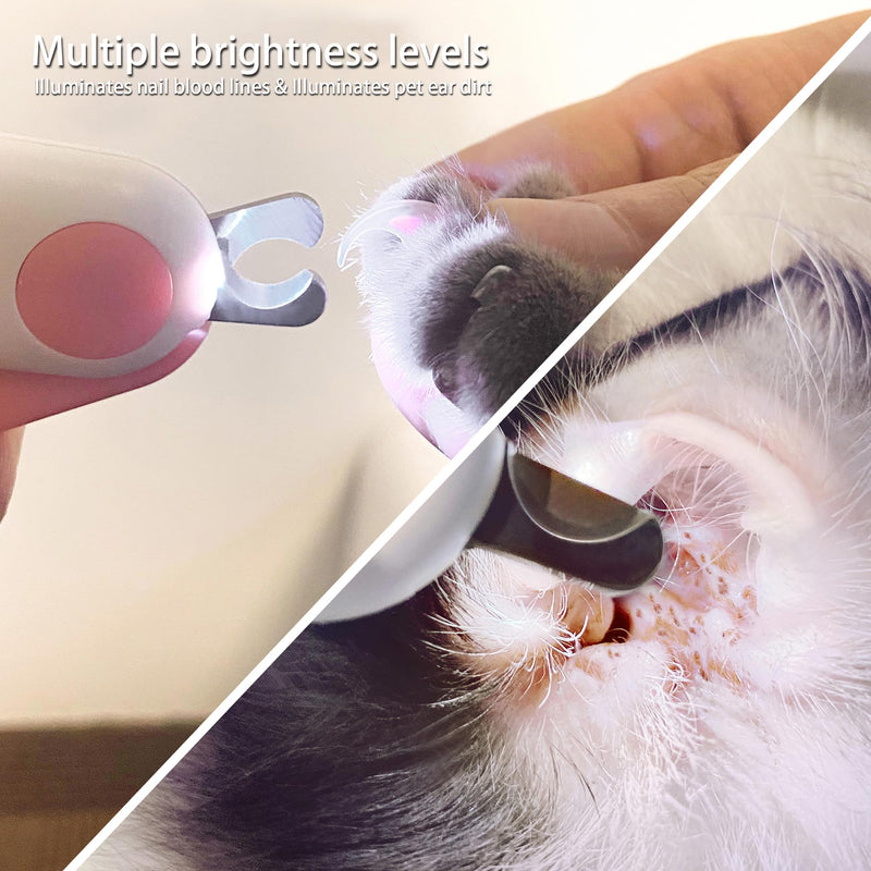 Pet nail clippers with LED Lights cat nail clippers for indoor cats nail trimmer clippers for small dog nail trimmers Cats rabbits nail clippers Bird Kittens (Pink) Pink - PawsPlanet Australia