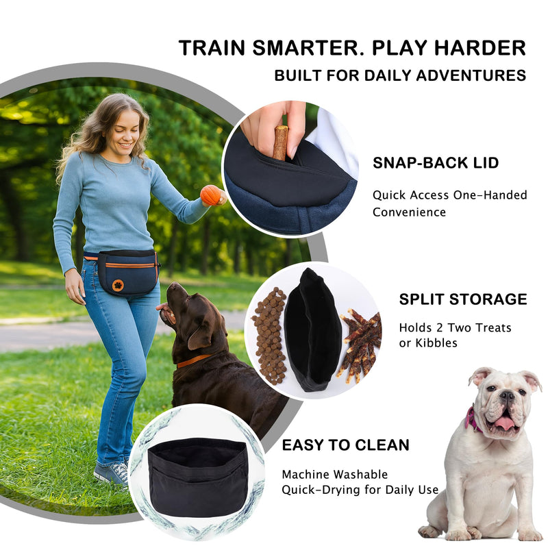 Dog Treat Pouches Bag for Training – Removable Liners, Large Opening Capacity Treat Bag with Clicker, Training Guide, Waist Strap Clip Treat Fanny Pack for Dog Training and Walking