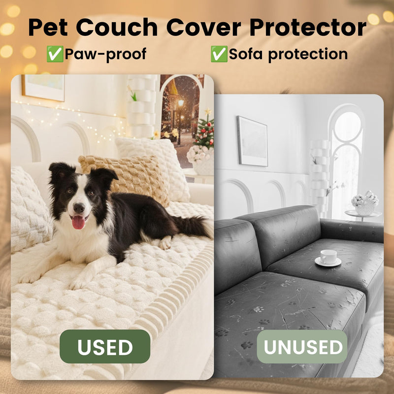 Pet Couch Cover Dogs Washable, Cozy Sofa Cover Protector, Non Slip Dog Bed Mat Covers for 3 Cushion Couches Sofas Pet Friendly, Cream White Plaid, 27.6"×82.7" 27.6"×82.7" - PawsPlanet Australia