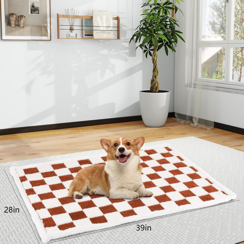 Waterproof Blanket for Dog Puppy Cat, Cute Checkered Pattern Dog Blanket for Bed Couch Sofa, Washable Double Sided Pet Blankets for Couch Protection, 28"x39", Brown Brown Checkered 28x39 inch/S - PawsPlanet Australia