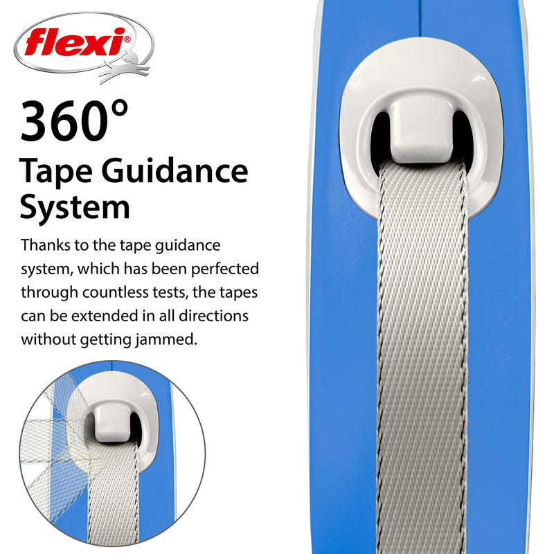 FLEXI New Comfort Tape Retractable Dog Leashes for Medium Dogs Upto 55 lbs. – 16 ft., Blue | Tangle Free Pet Walking Leash with One-Handed Brake, Pause, Lock|German Quality Product Medium - 16 Feet - PawsPlanet Australia