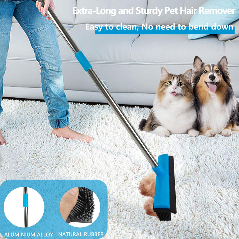 Pet Hair Remover, Carpet Rake for Pet Hair Removal, 2 in 1 Pet Hair Removal Tool of Rubber Broom and Squeegee for Floor, Length Adjustable Push Broom, Dog and Cat Hair Remover, Pet Hair Removal Broom - PawsPlanet Australia