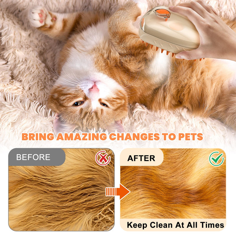 5 in 1 Cat Steam Brush for Shedding with Skin Detection, Rechargeable Pet Spray Hair Removal Comb for Cats Dogs Long Short Haired Pets, Steaming Dog Brush for Shedding Massaging Grooming - PawsPlanet Australia