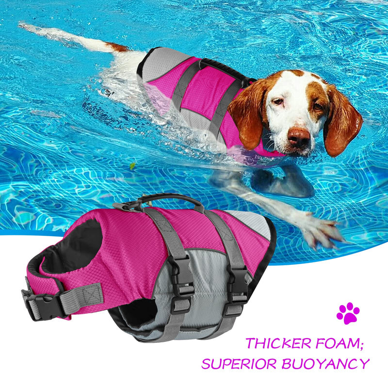 Dogcheer Sports Style Dog Life Jacket, Reflective Adjustable Dog Safety Life Vest for Swimming Boating, Puppy Floatation Float Vest Pet PFD with Enhanced Buoyancy for Small Medium Large Dogs XS(Chest Girth 11.8"-16") Pink