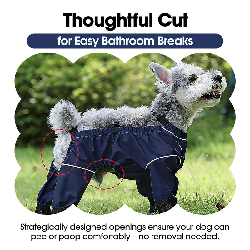 Waterproof & Dirt-Proof Dog Rain Boots for Small Medium Dogs – Adjustable One-Piece Paw Protectors with Reflective Strips and Non-Slip Soles for Rain Snow, Blue XS - PawsPlanet Australia