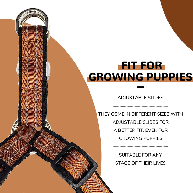 Reflective Dog Harness for Medium Dogs No Pull, Harness Medium Size Dog, Step-in Adjustable Dog Harness for Growing Puppies, Easy to Wear, Dog Harness for Medium Dogs-Coffee Brown Harness-Coffee Brown M:18" to 26"-in chest - PawsPlanet Australia