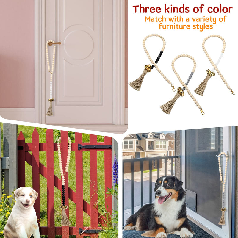 Jexine 3 Pack Dog Door Bells for Potty Training Hanging Dog Training Bells for Dogs to Ring to Go Outside Puppy Training Bells for Pet Dogs Pet Supplies Black, Gray, White - PawsPlanet Australia