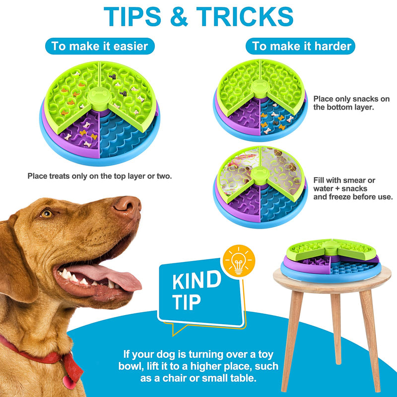 Slow Feeder Dog Bowls 3 Layers, Interactive Dog Puzzle Game, Dog Enrichment Toys, Anti-Slip Slow Eating Dog Bowl, Maze Dog Food Bowl, Anti-Choking Puzzle Feeder Dog Bowl for Dogs & Cats colorful - PawsPlanet Australia