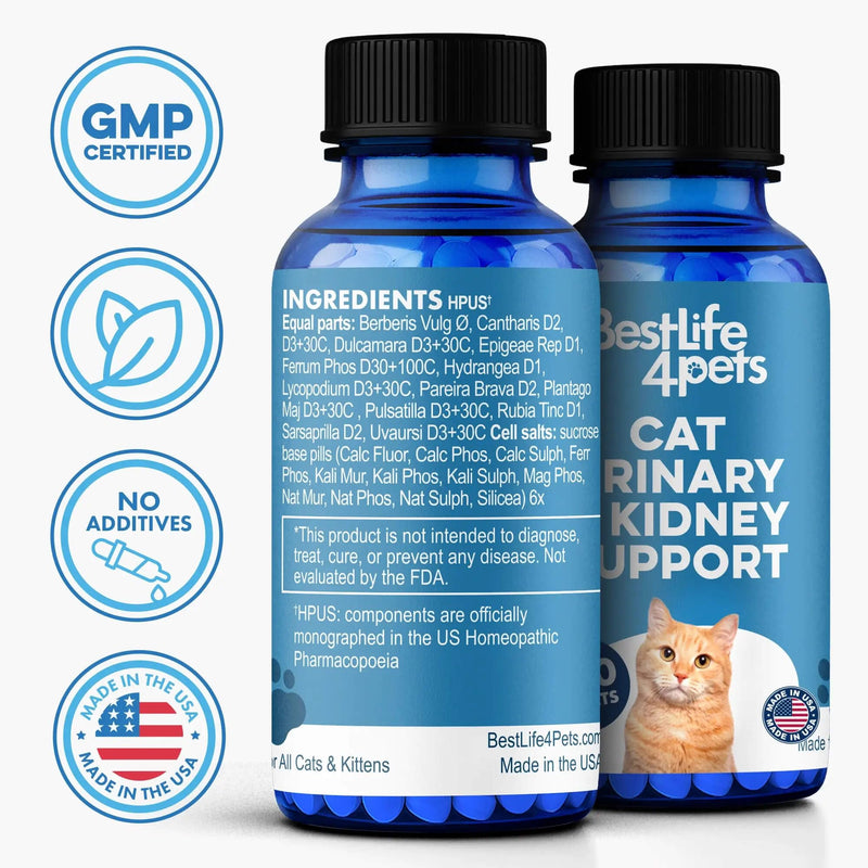 Cat UTI Remedy & Kidney Support for Cats, Natural Urinary Tract Infection and Cat Bladder Crystals Treatment Helps Flush Out Kidney Stones, Clears Infection, & Improves Kidneys Health, 400 Tiny Pills 1-Pack