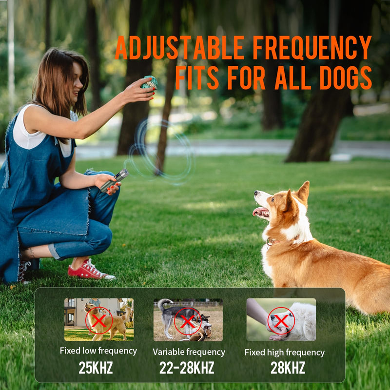 Anti Barking Devic-Dog Bark Control Device,Stop Bad Behavior-Rechargeable Ultrasonic Barking Handheld for Dogs -Professional Pet Trainer,Dog Silencer with LED Bright Flashlight Green