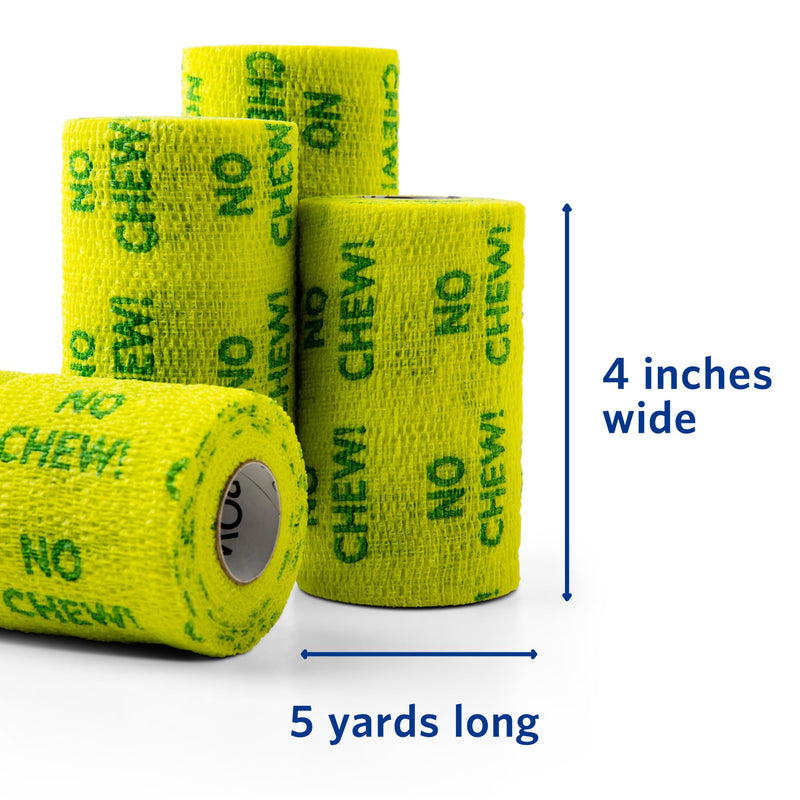 OVIK Health PowerFlex Equine – Extra Strong Self-Adhering Bandage Wrap – Wound Care, Compression & Support Bandage for Horses, Cows & Dogs – No Chew, 4 inch, 4 Rolls (Resealable Case)