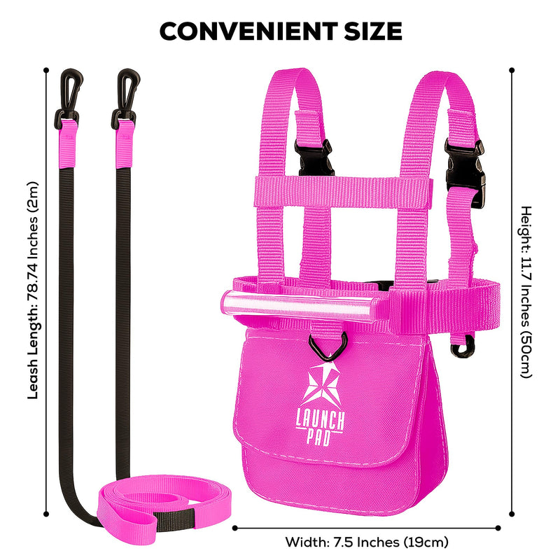 Launch Pad Toddler Ski Harness with Leash - Ski Harness for Kid w/ 7' Elasticized Leash, Easy Lift Handle & Built-in Backpack Pink - PawsPlanet Australia