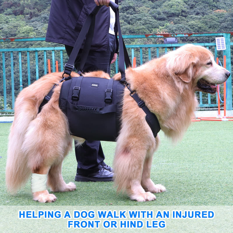 Dog Carry Sling, Emergency Backpack Pet Legs Support & Rehabilitation Dog Lift Harness for Large Dogs, Dog Carrier for Senior Dogs Joint Injuries, Arthritis, Up and Down Stairs (Black, XXL) Black - PawsPlanet Australia