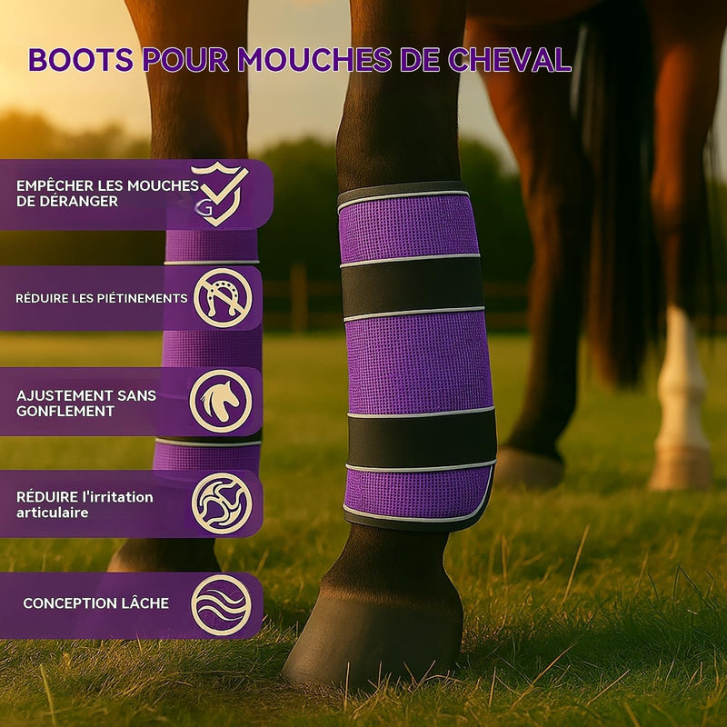 2-Pack Fly Boots for Horses (Horse Fly Leggings) | Breathable Mesh, No-Rub Loose-Fit with Reflective Strips, to Prevent Painful Fly Bites blue