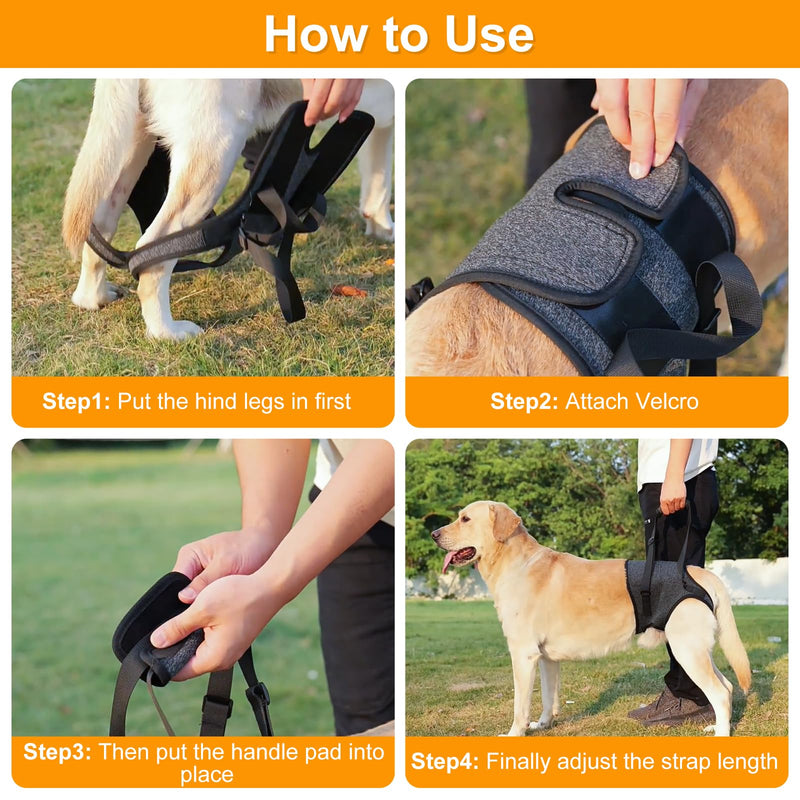 Dog Lifting Harness,Dog Support Harness Slings for Back Legs,Adjustable Assistance Support Strap for Injured,Disabled,Elderly Dogs (S) S Gray