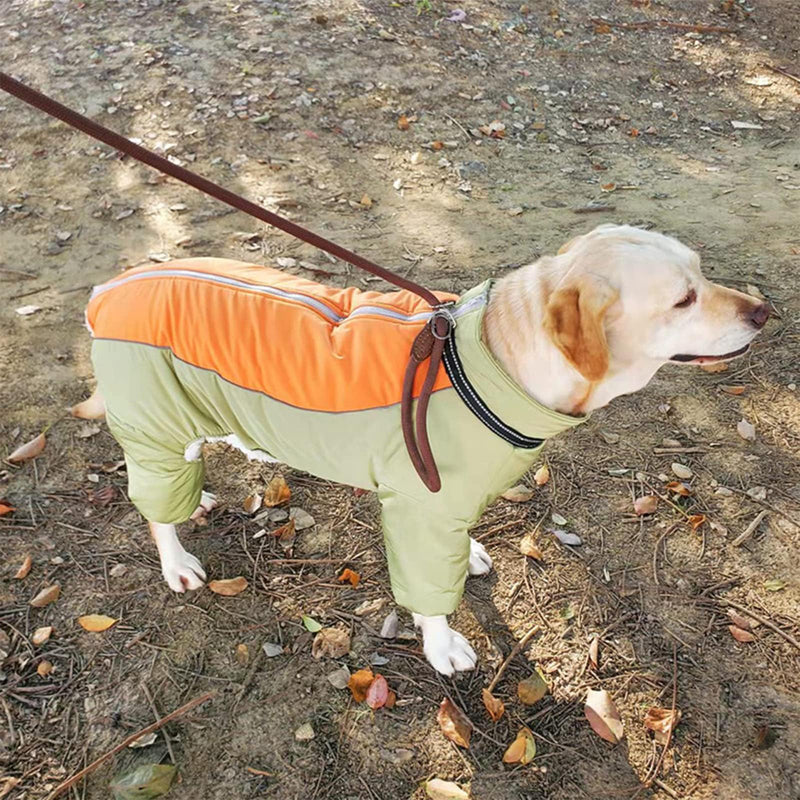Dog Warm Thick Winter Snowsuit, Fullbody Zip Up Coat with Leash Ring, Reflective Windproof Waterproof Dog Snow Jacket, LightGreen,22 22