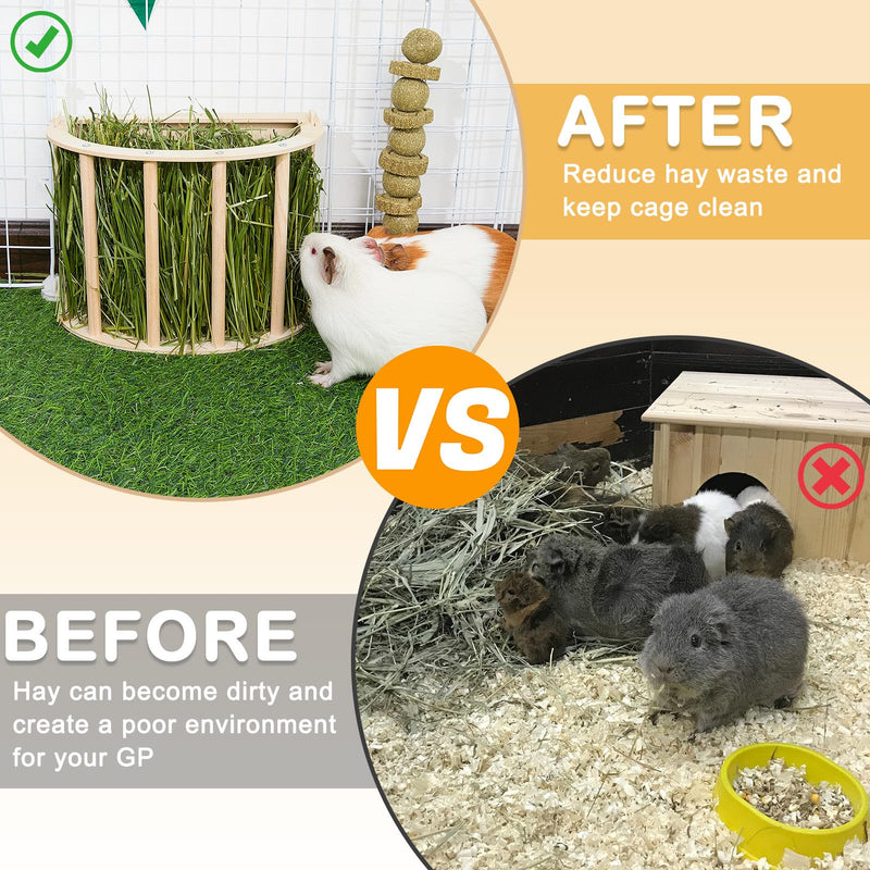 Guinea Pig Hay Feeder Wooden Rabbit Hay Feeder Big Volume Bunny Hay Holder Hanging Hay Rack with Instructions Guinea Pig Cages Accessories for Chinchilla and Ferret, Rabbit Cage Accessories 1 PACK Wood color - PawsPlanet Australia