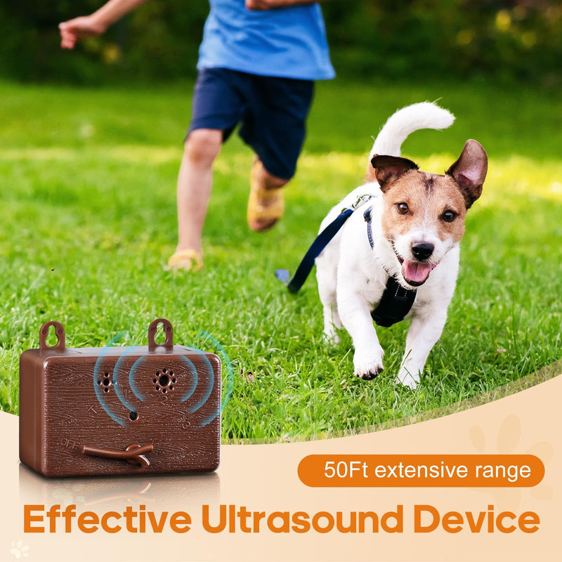 Anti Barking Device, Ultrasonic Anti Barking Device for Dogs with 3 Adjustable Levels, 50 FT Ultrasonic Dog Barking Control Device for Indoor Outdoor Bark Box Dog Barking Silencer Brown