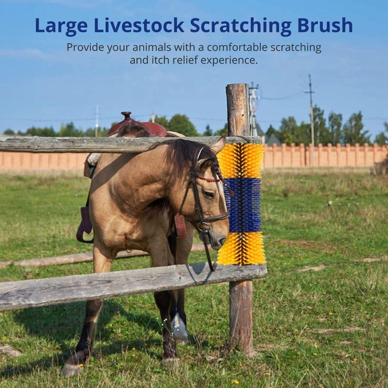 4 Pack Livestock Scratch Brush with Screws, Horse Scratching Post Goat Scratcher Brushes, Full Massage Grooming Brush for Cow, Cattle, Sheep, Pig Back Itching Relieve, 17.1 x 7.2 Inch - PawsPlanet Australia