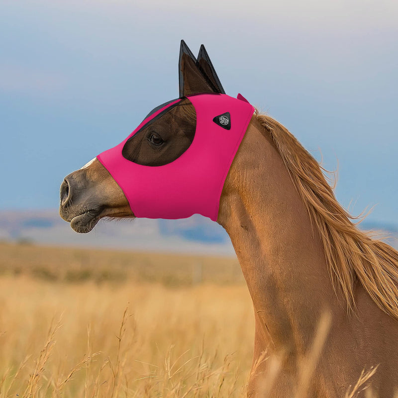 SmithBuilt Horse Fly Mask (Pink, Horse) - Mesh Eyes and Ears, Breathable Fabric, UV Protection Pink