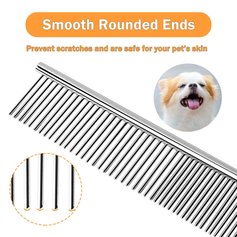 uxcell Metal Dog Comb with Rounded Teeth, 1 Pack Pet Hair Care Tool Dog Grooming Comb for Removing Tangles and Knots, Pet Comb for Long and Short Haired Dogs and Cats, 7.3IN - PawsPlanet Australia