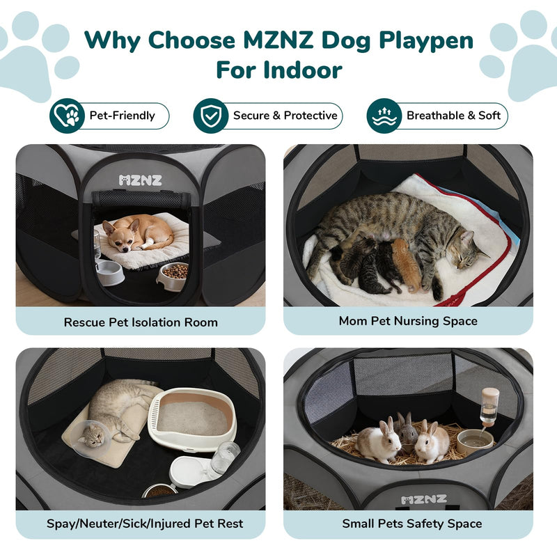 Dog Cat Playpen, Portable Puppy Pet Crate Indoor for Small Dogs Cats Rabbits, Foldable Dog Cage Enclosure for Outdoor, Pop Up Dogs Tent Kennel with Carrying Case, Dark Grey Small (29"L x 29"W x 17"H)