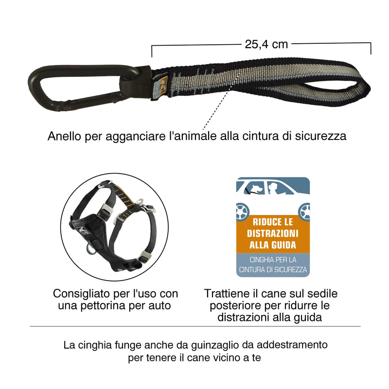 Kurgo Swivel Tether - Strong Dog Restraint - Heavy Duty Car Leash - Aluminum Carabiner Clip - Anti-Twist Swivel Motion Seatbelt - Escape Resistant Dog Tether - Travel Restraint - Black/Gray Grey/Black - PawsPlanet Australia