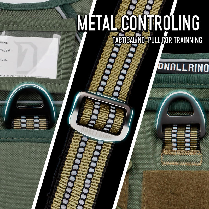 Tactical Dog Harness with Leash for Medium Large Dogs, Dog Car Leash Seat Belt with 5.5Ft No Pull Shock Absorbing, Leash Set with ID Card (Green, M) Green - Set - PawsPlanet Australia