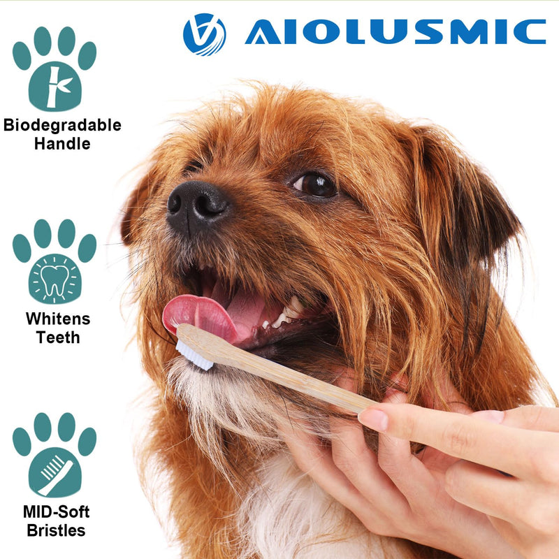 Bamboo Dog & Pet Toothbrushes, Two Sided Bamboo Toothbrush for Small and Large Dogs & Cats