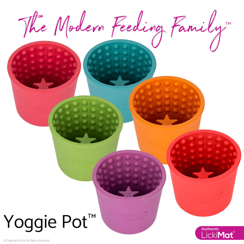 LICKIMAT Yoggie Pot – Distraction, Fun and Enrichment. Long Lasting Rubber Licking Treat Dispenser for All Dog Sizes and Slow Feeder for Small Dogs. Pink