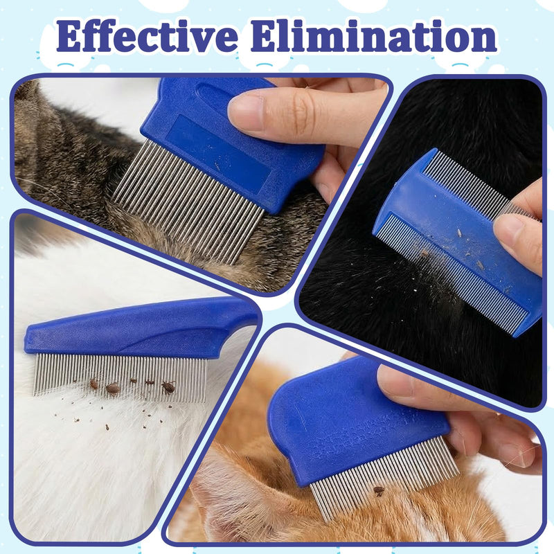 7 Pack Flea Comb Lice Comb Plastic and Metal Tick Combs for Dogs Double Sided Fine Teeth Flea Combs for Dandruff Removal Tear Stain Remover Kids Adults Small Medium Large Pets