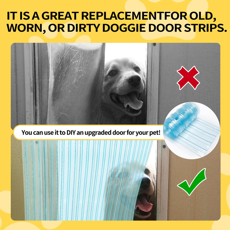 Dog Door Replacement Flaps Plastic Vinyl Strip for DIY Cat House, Eco-Friendly Clear Dog House Kennel Door Flap Strips - 8 in x 4.9 ft