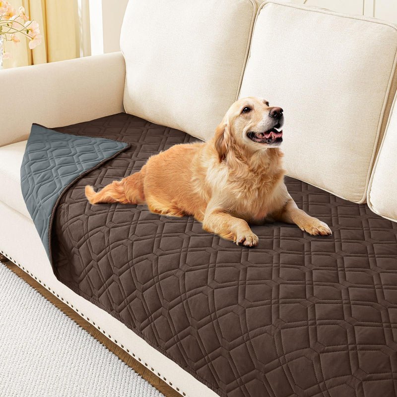 hyha Waterproof Dog Bed Blanket, Soft Pet Blankets 30x70 Inch and 82x102 Inch in Chocolate/Dark Grey, 2 Item Bundle - PawsPlanet Australia