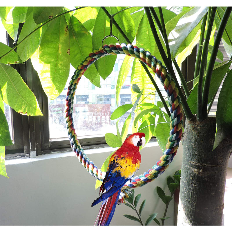 WishLotus Bird Swing, Cage Hanging Cotton Rope Swing Bite Resistance Perches Boredom Breaker for Budgie, Cockatiels, Conures, Finches, Small Parakeets (25cm) 25cm - PawsPlanet Australia