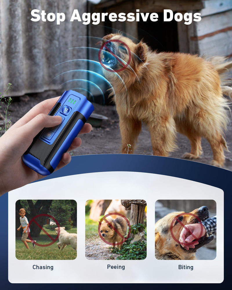 Dog Bark Deterrent Devices-Ultrasonic Anti Barking Device for Dogs with 50ft Range, Rechargeable No Barking Device for Own or Neighbor's Dogs, Portable Safe for Dogs/Humans | Indoor/Outdoor Use-Blue Blue - PawsPlanet Australia