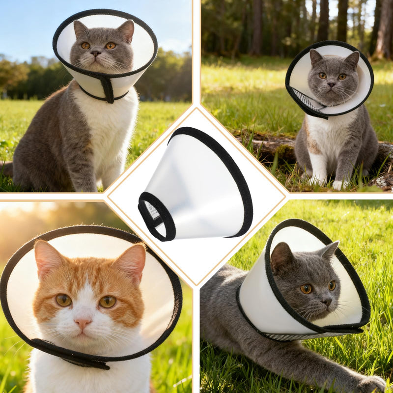 2 Pack Cat Cones After Surgery Soft Cat Recovery E Collar Cones to Stop Licking Kitten Small Pet Cone Elizabethan Collar Puppy Head Neck Cone Cono para Gatos for Cats Kitten Puppy (Size S)