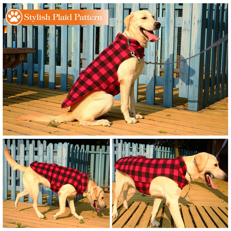 AOFITEE Reversible Dog Cold Weather Coat, Waterproof British Style Plaid Winter Pet Jacket, Warm Cotton Lined Vest Windproof Collar Outdoor Apparel for Small Medium and Large Dogs XX-Large (Pack of 1) Red & Black Grid - PawsPlanet Australia