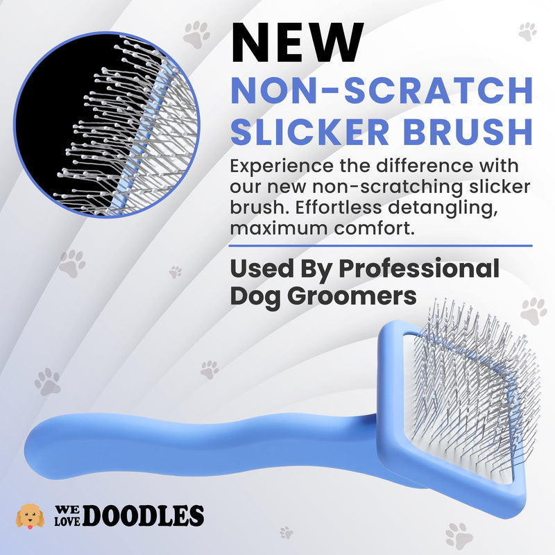 We Love Doodles Slicker Brush With Non Scratching Pins - Dog Brush with Coated Pins, Slicker Brush for Dogs Dematting, Grooming Brushes for Short Haired & Long Haired, Poodle & Goldendoodle (Small) Medium - PawsPlanet Australia
