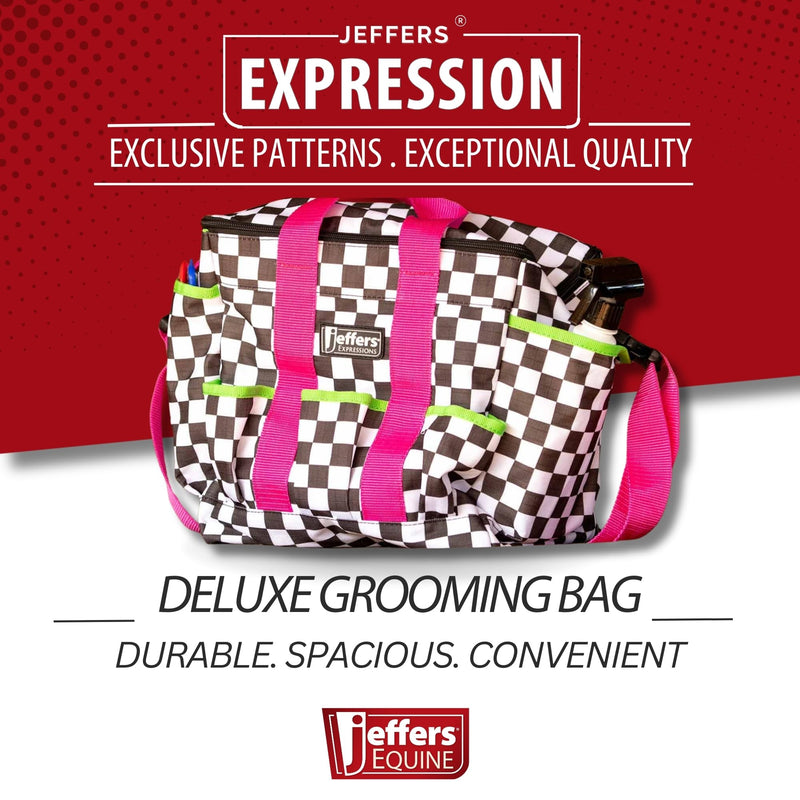 Jeffers Expression Deluxe Grooming Bag, Skater Cowgirl – Zippered Top Organizer for Brushes, Spray, Hoof Picks, Tack & Accessories – Travel, Camping, Horse, Dog, Cat & Pet Grooming Tote