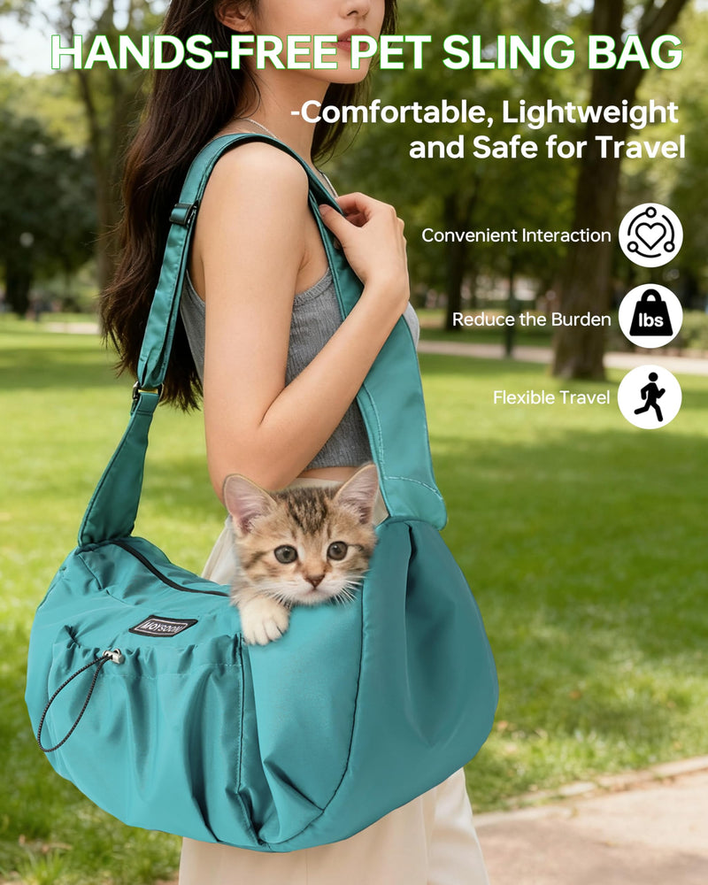Puppy Carrier Sling - Widened and Thickened Shoulder Strap with Pocket, Adjustable Hands-Free Small Dog Carrier Sling for Outside and Daily Walks, for Small Dog and Cat 12 lbs, (Peacock Blue). Peacock blue - PawsPlanet Australia